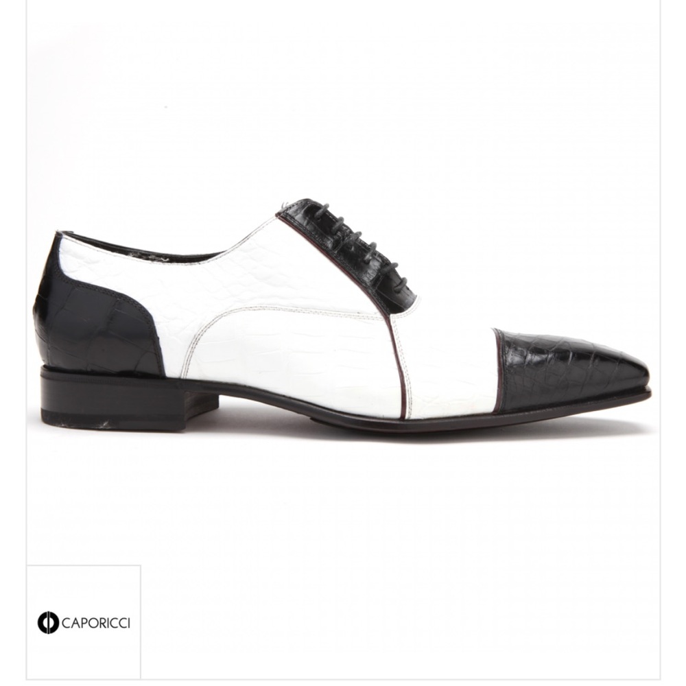 Caporicci 201 Genuine Alligator Spectator Shoes Black / White
